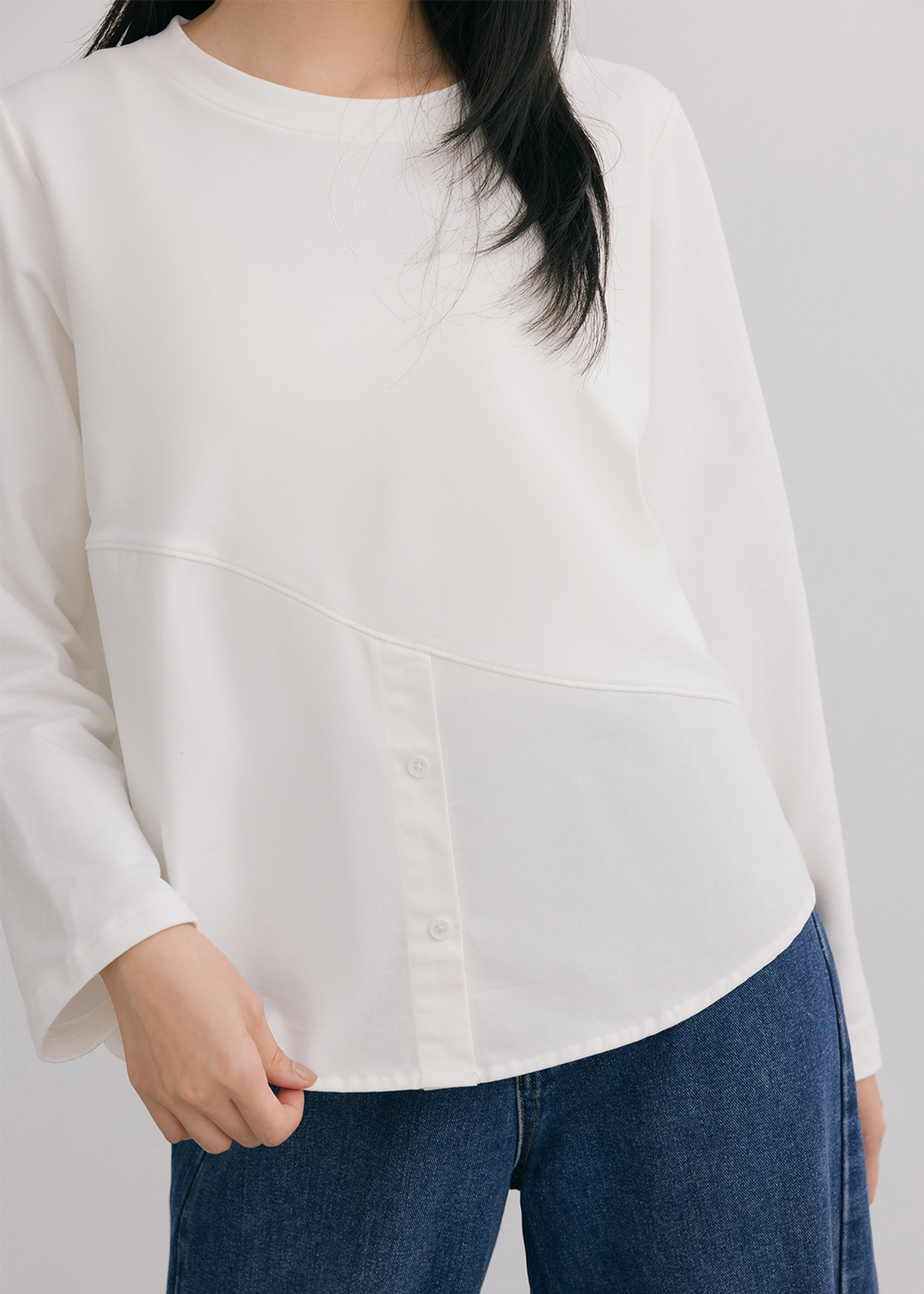 絨面拼接設計上衣