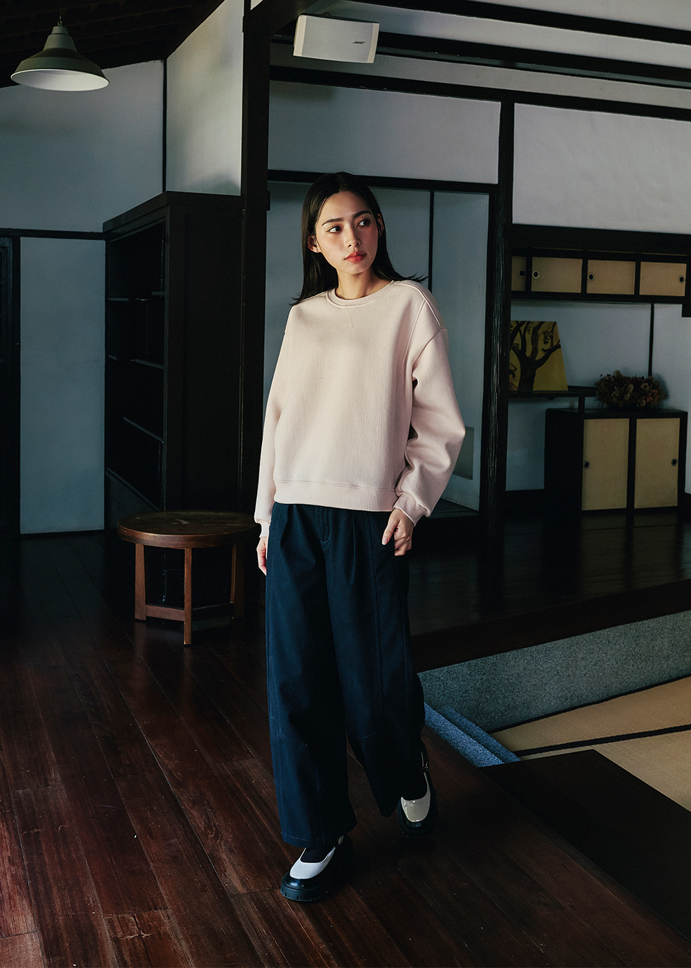 森系列夾層棉圓領大學T