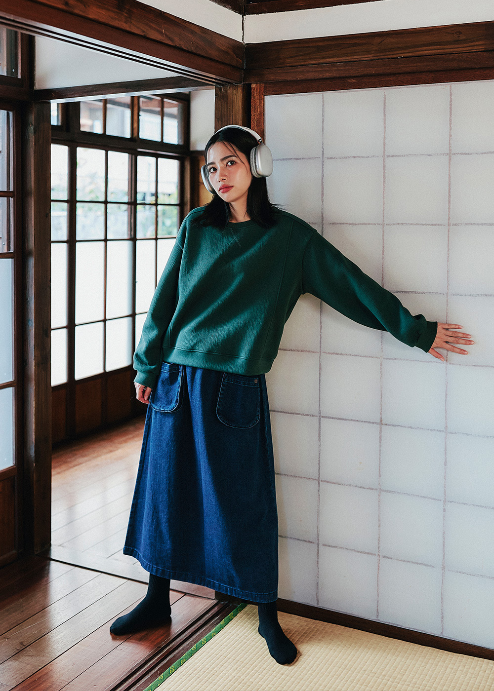 森系列夾層棉圓領大學T