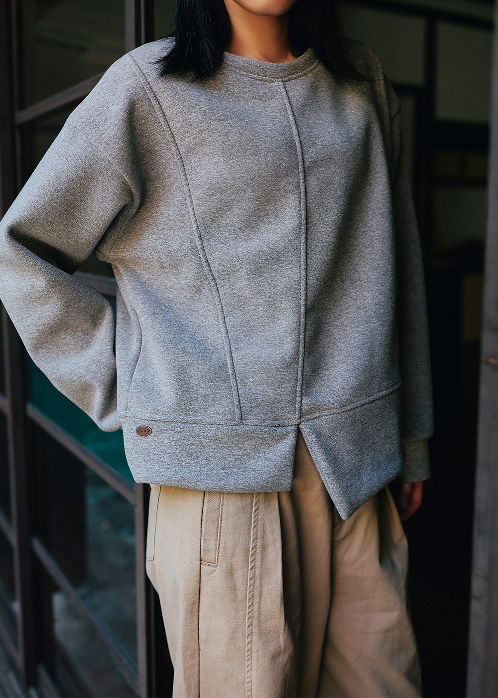 森系列不對襯內刷毛上衣