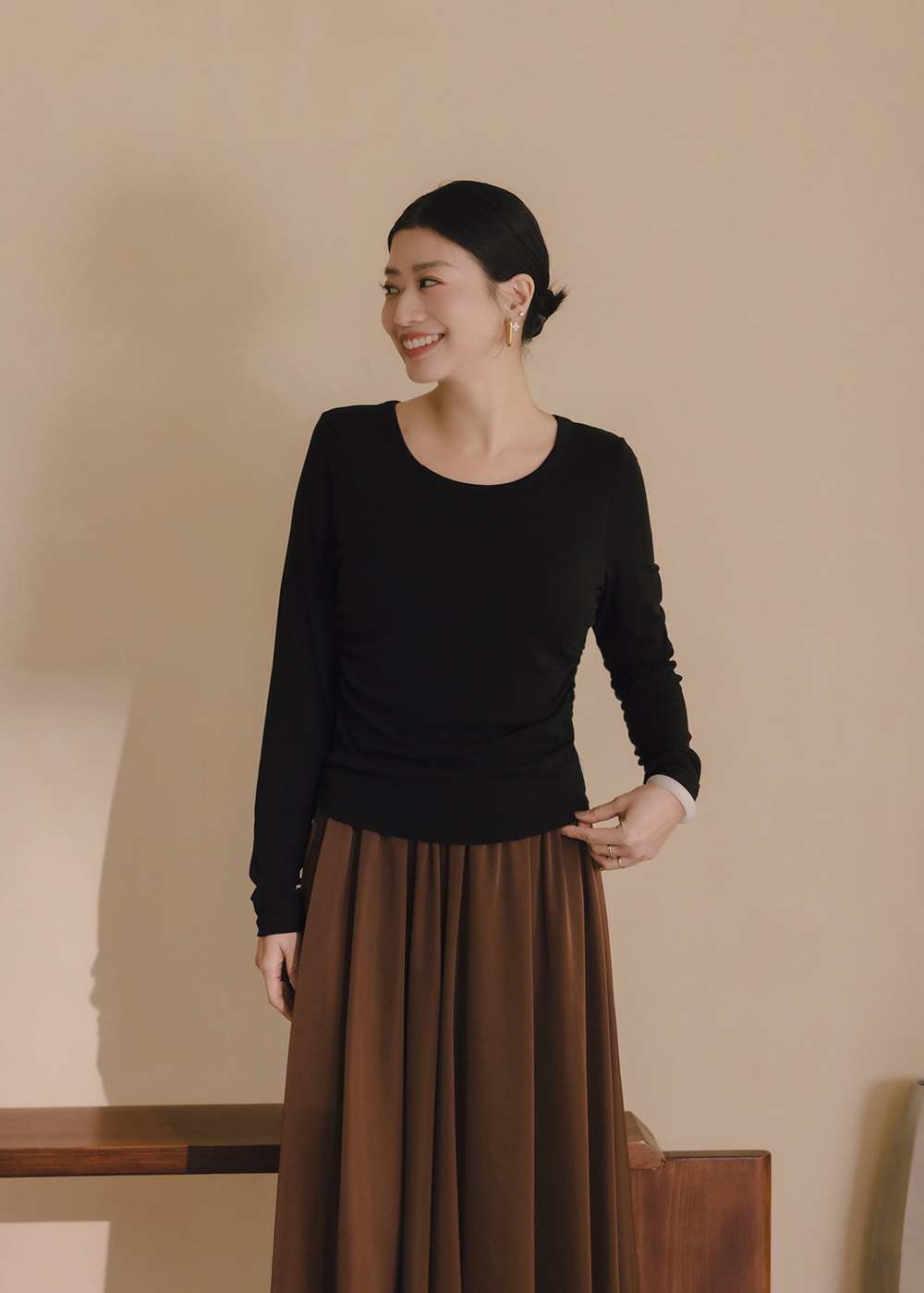 百搭修飾抽摺bra上衣