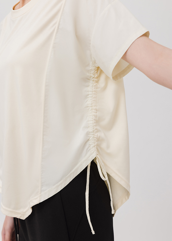 MIT拼接液態棉抽繩上衣