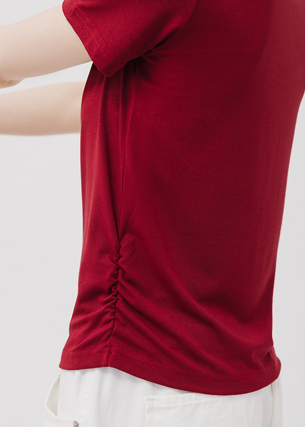 百搭質感親膚抽皺上衣