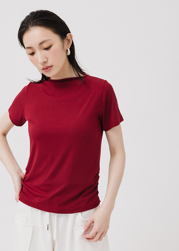 百搭質感親膚抽皺上衣