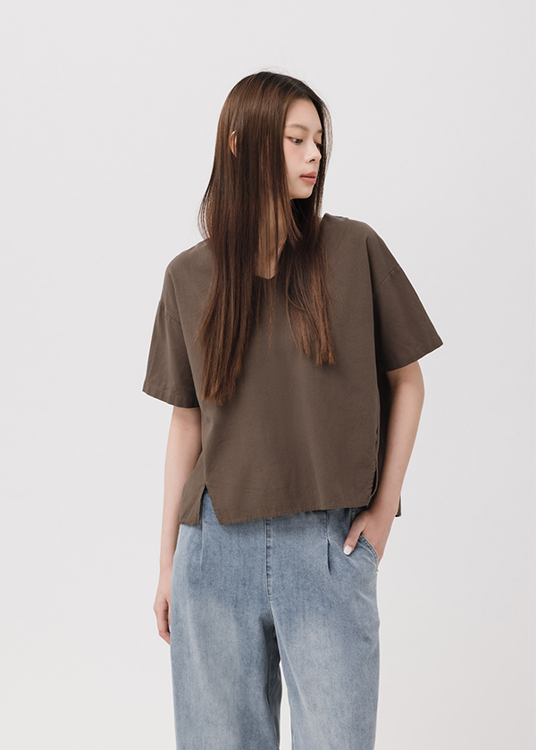 MIT純棉開叉簡約上衣