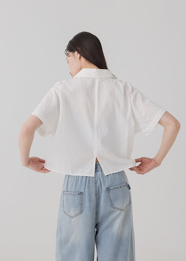 馬賽克立體紋扭結襯衫