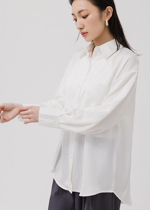 時髦光澤感條紋襯衫