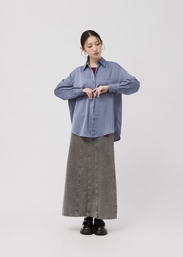 時髦光澤感條紋襯衫