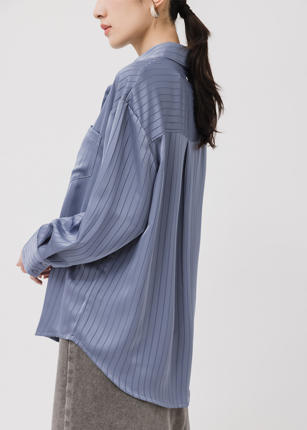 時髦光澤感條紋襯衫