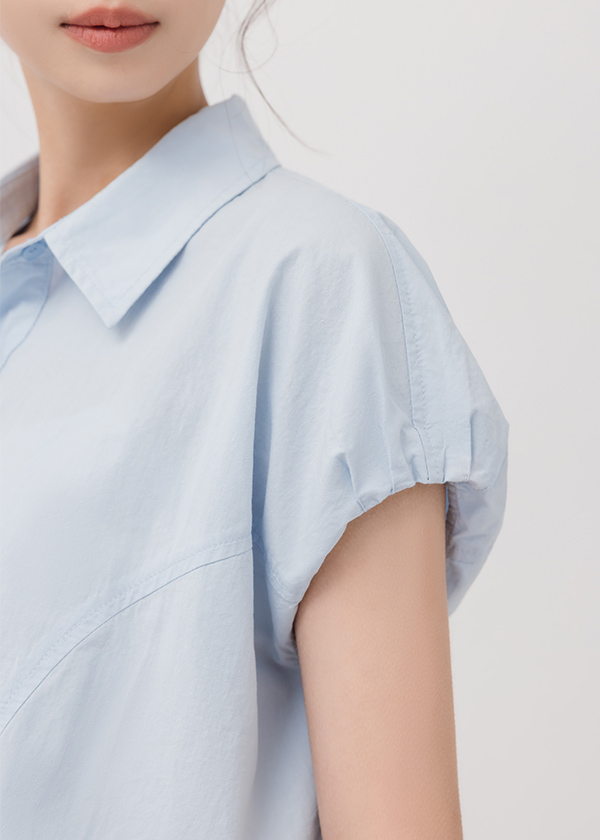 純棉連袖縮口襯衫