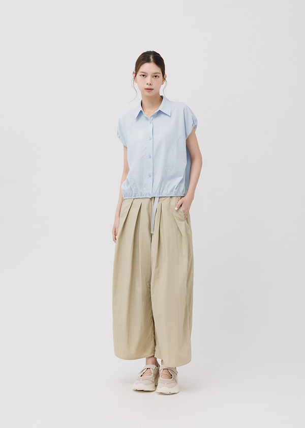 純棉連袖縮口襯衫