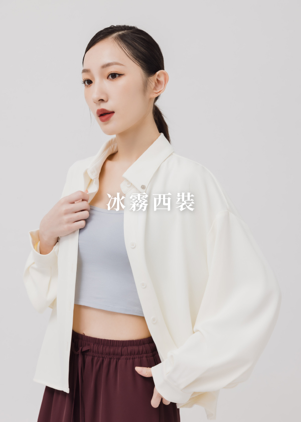 冰霧西裝垂墜後剪接綁帶襯衫