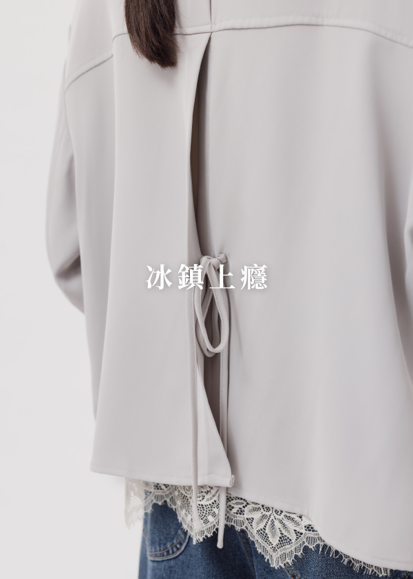 冰霧西裝垂墜後剪接綁帶襯衫