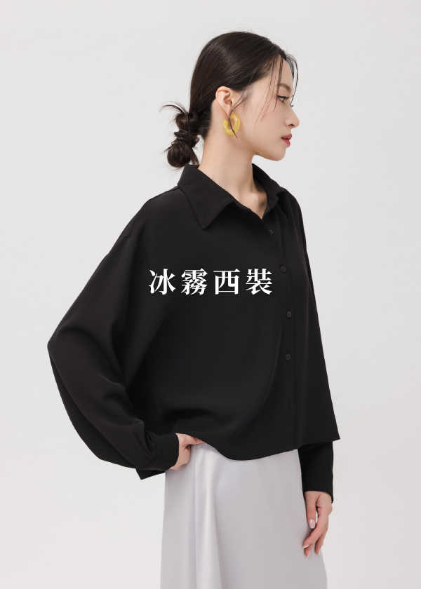 冰霧西裝垂墜後剪接綁帶襯衫