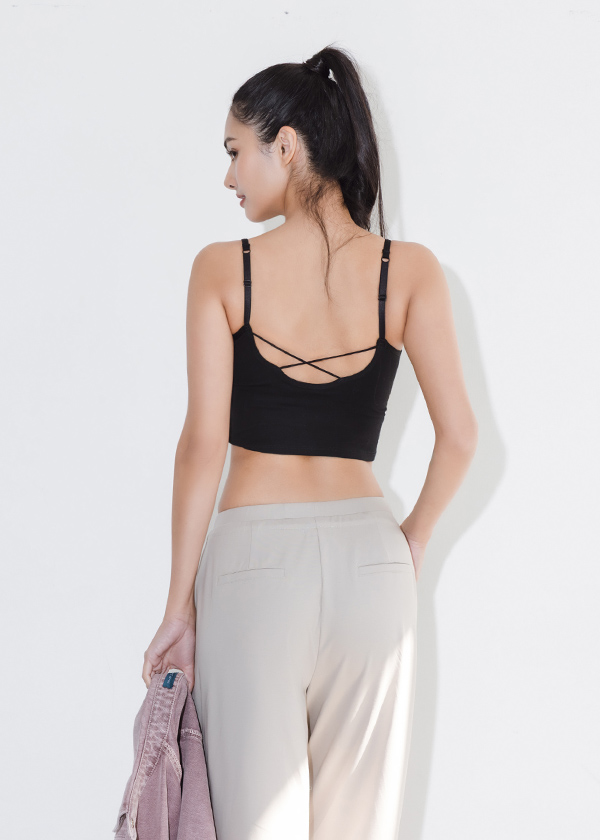 交叉美背仙女bra top