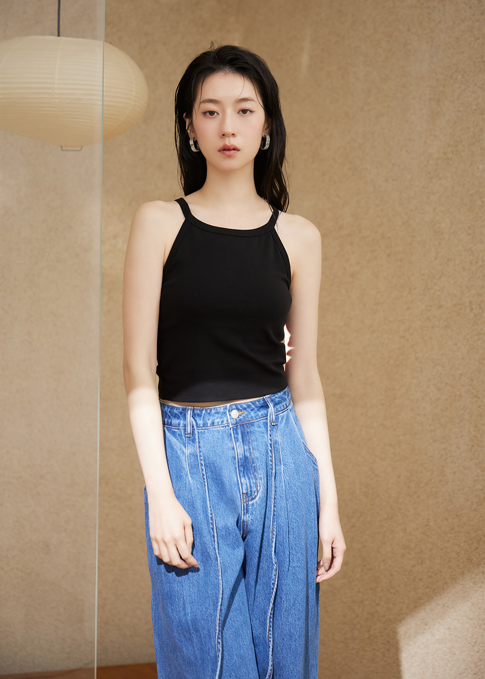 涼感細肩帶削肩Bra Top