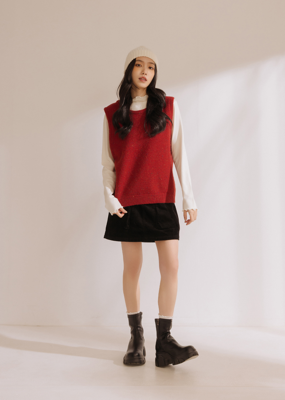 日常彩點針織背心