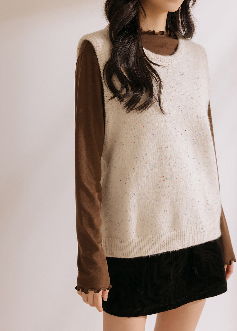 日常彩點針織背心