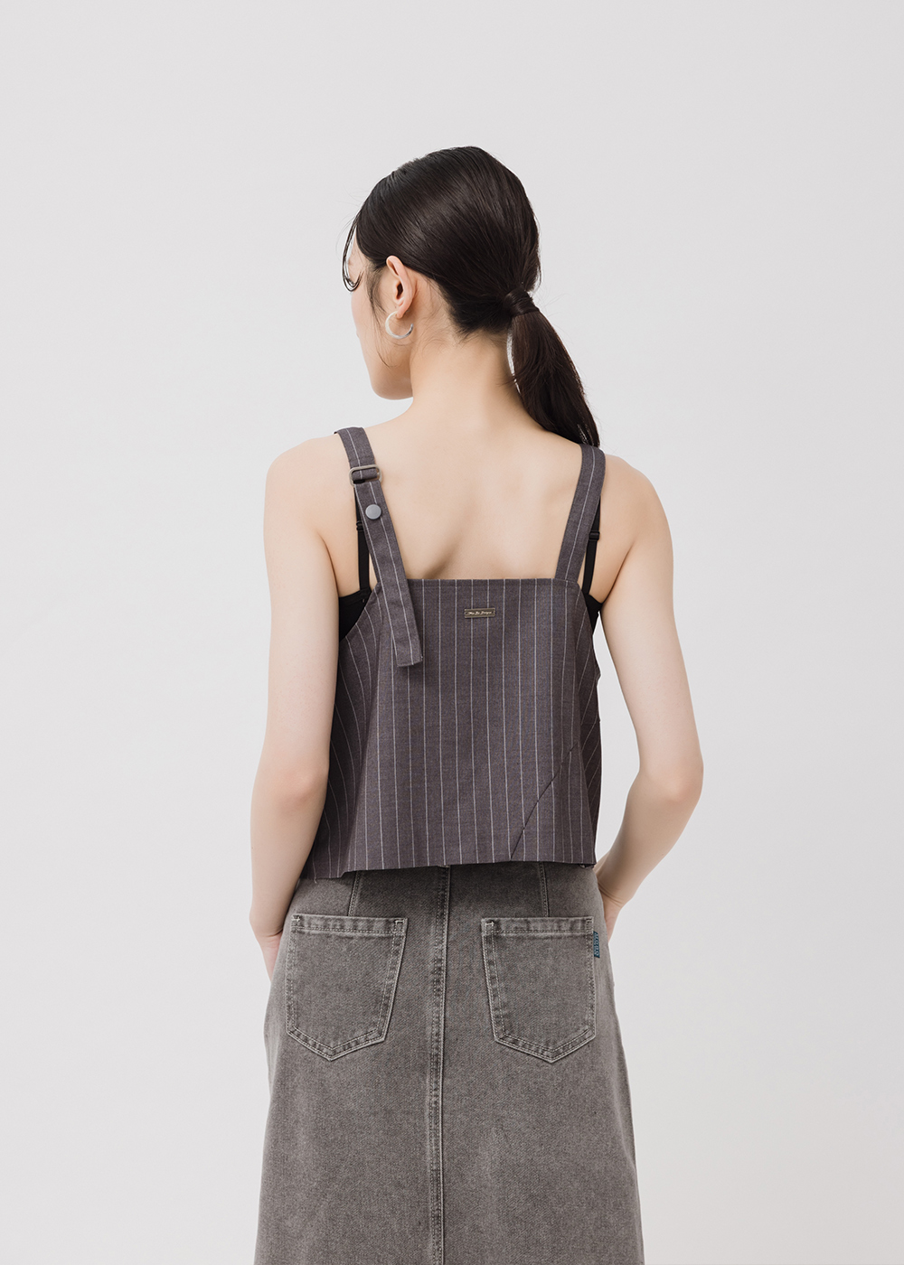 個性條紋西裝吊帶背心