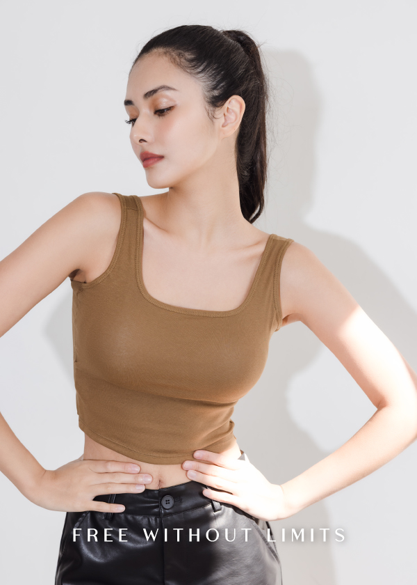 方領寬後紐結bra top背心