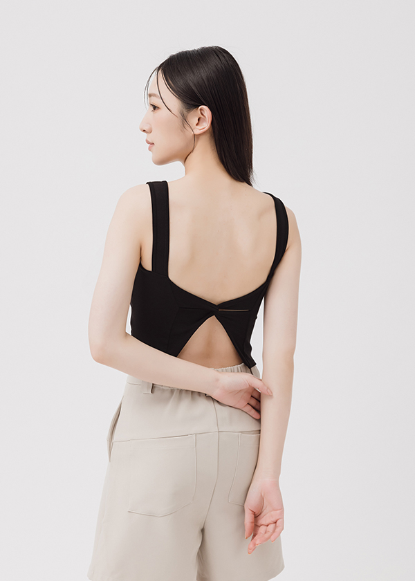 方領寬後紐結bra top背心