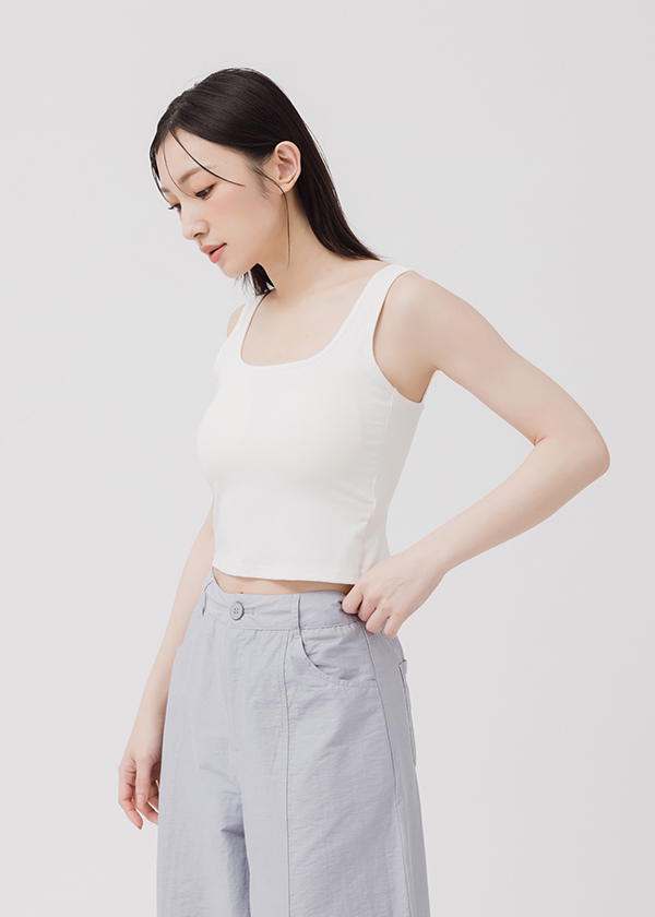 方領寬後紐結bra top背心