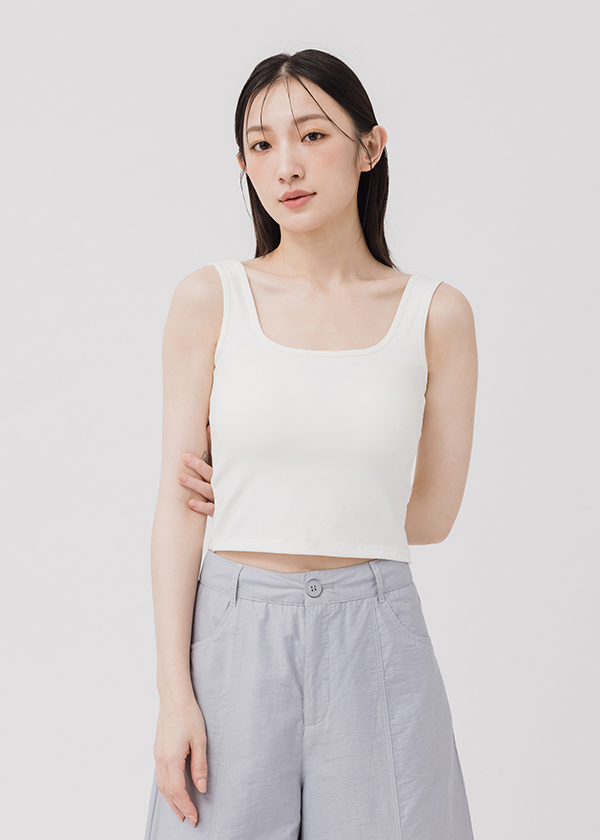 方領寬後紐結bra top背心