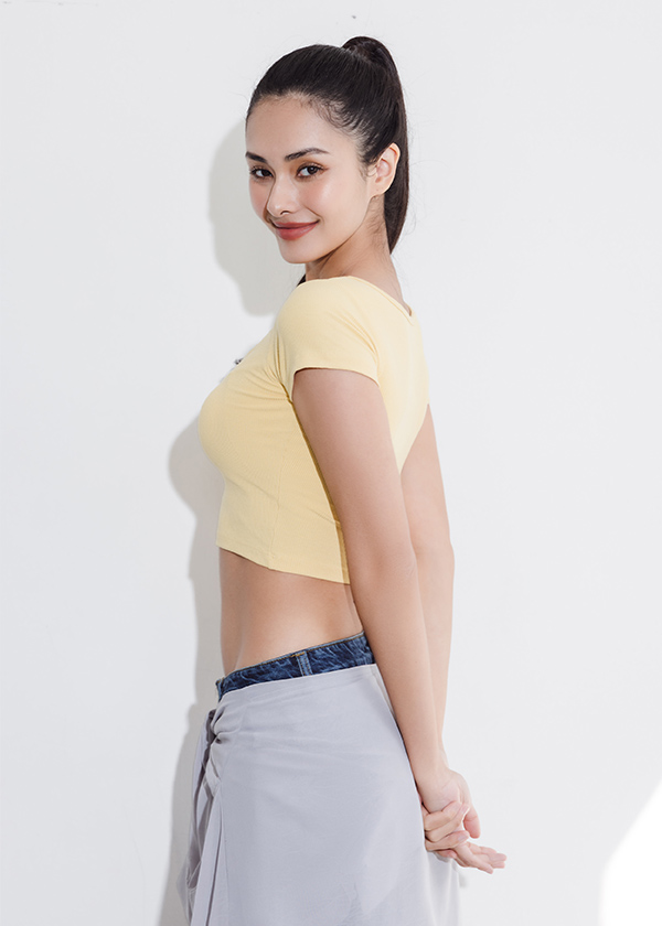 小方領輕柔包覆bra top上衣