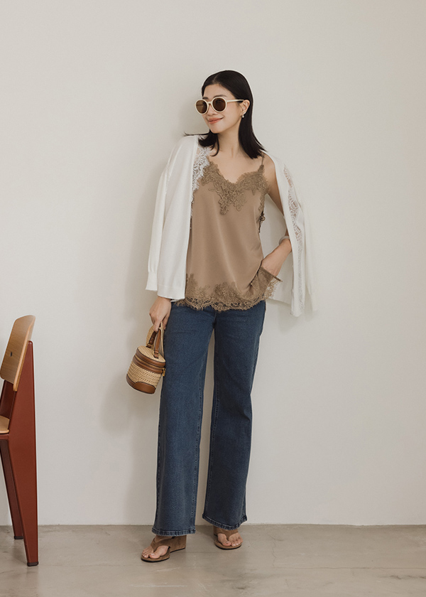 睫毛蕾絲緞面BRA TOP