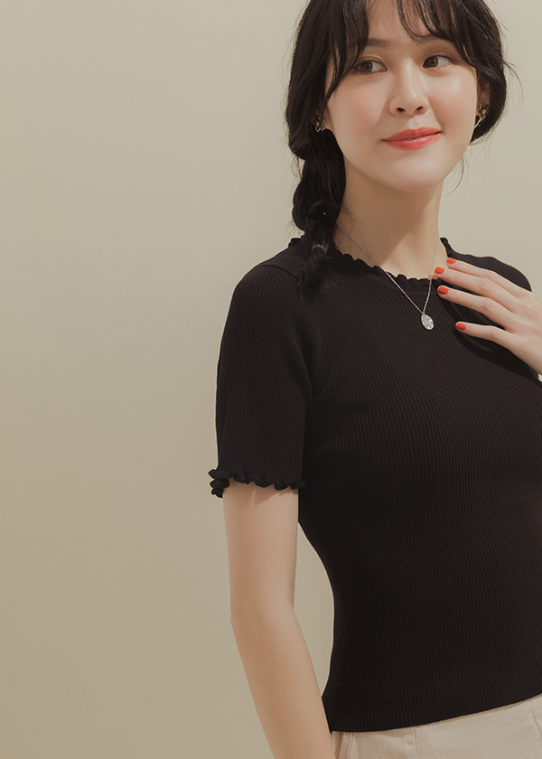 甜美小木耳邊針織上衣