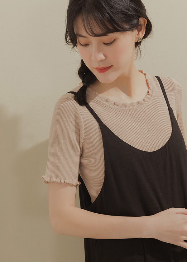 甜美小木耳邊針織上衣