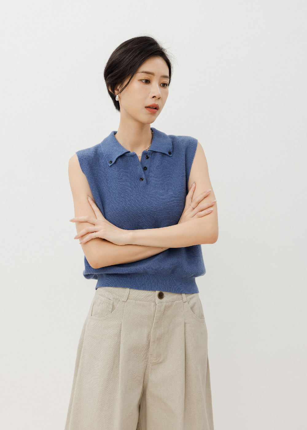 翻領設計質感羊毛背心