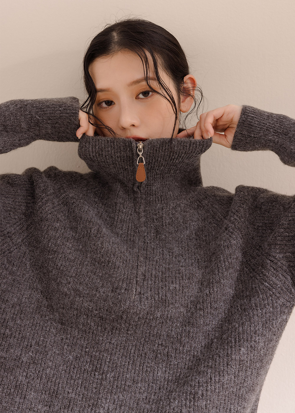 日常簡約拉鍊毛衣