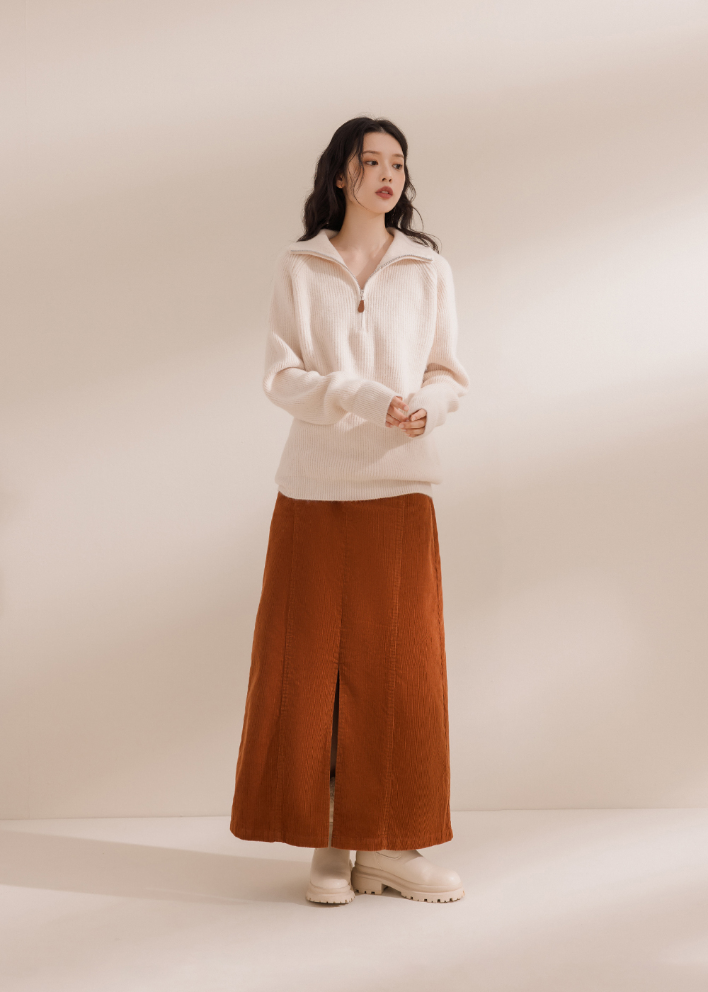 日常簡約拉鍊毛衣