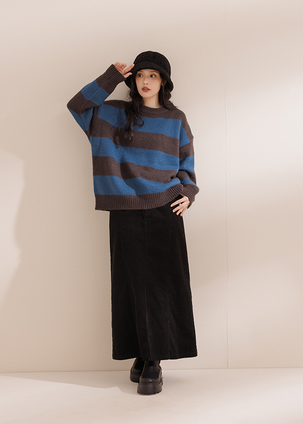 日常寬條紋針織上衣