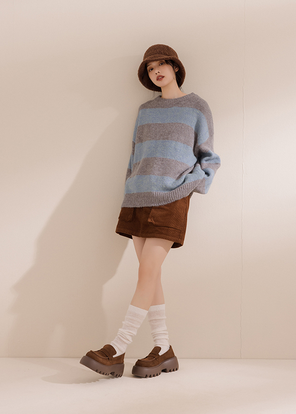 日常寬條紋針織上衣