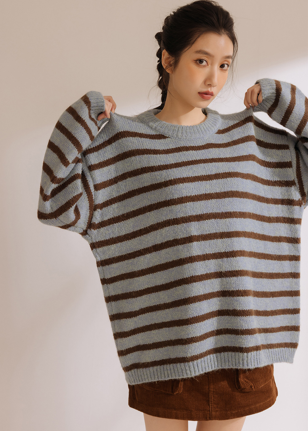 經典條紋寬鬆毛衣