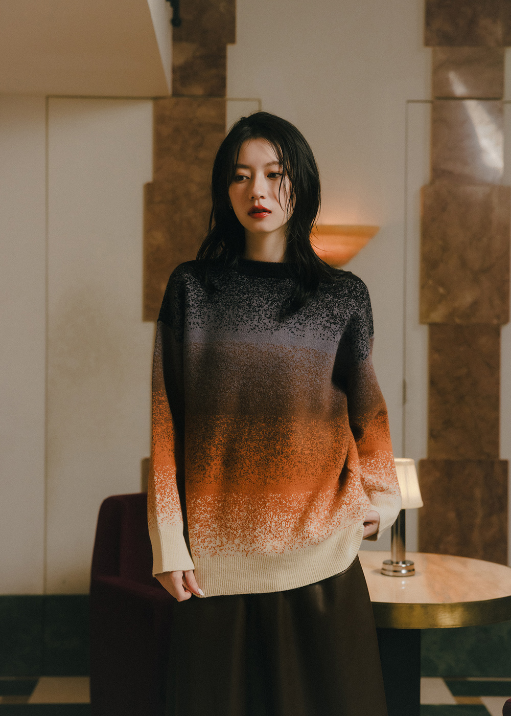 漸層設計感針織上衣