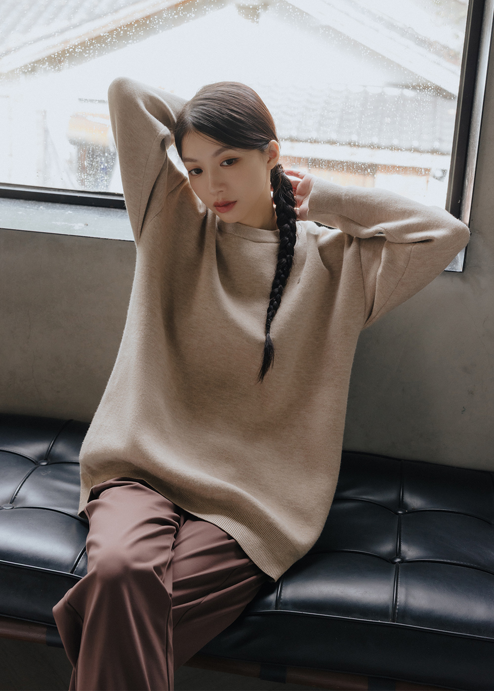 寬鬆長版-雪Q針織上衣