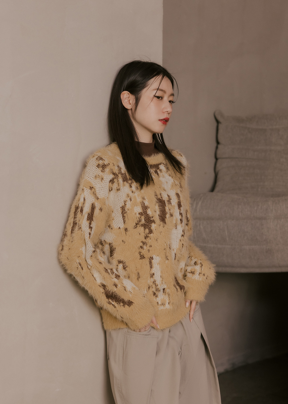 設計毛感紋路針織上衣