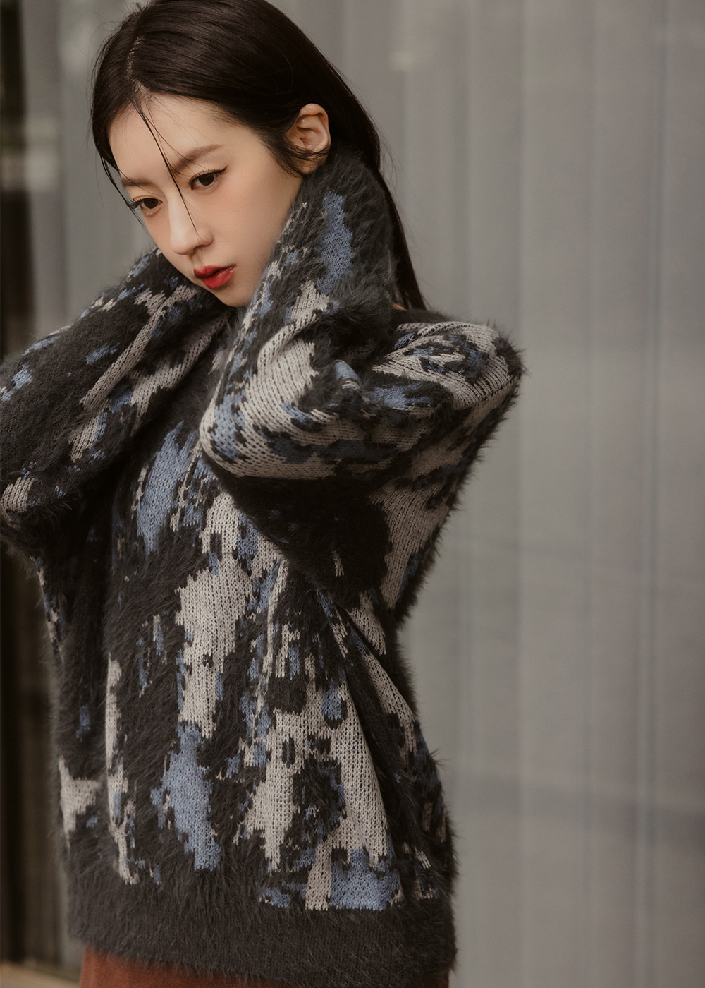 設計毛感紋路針織上衣