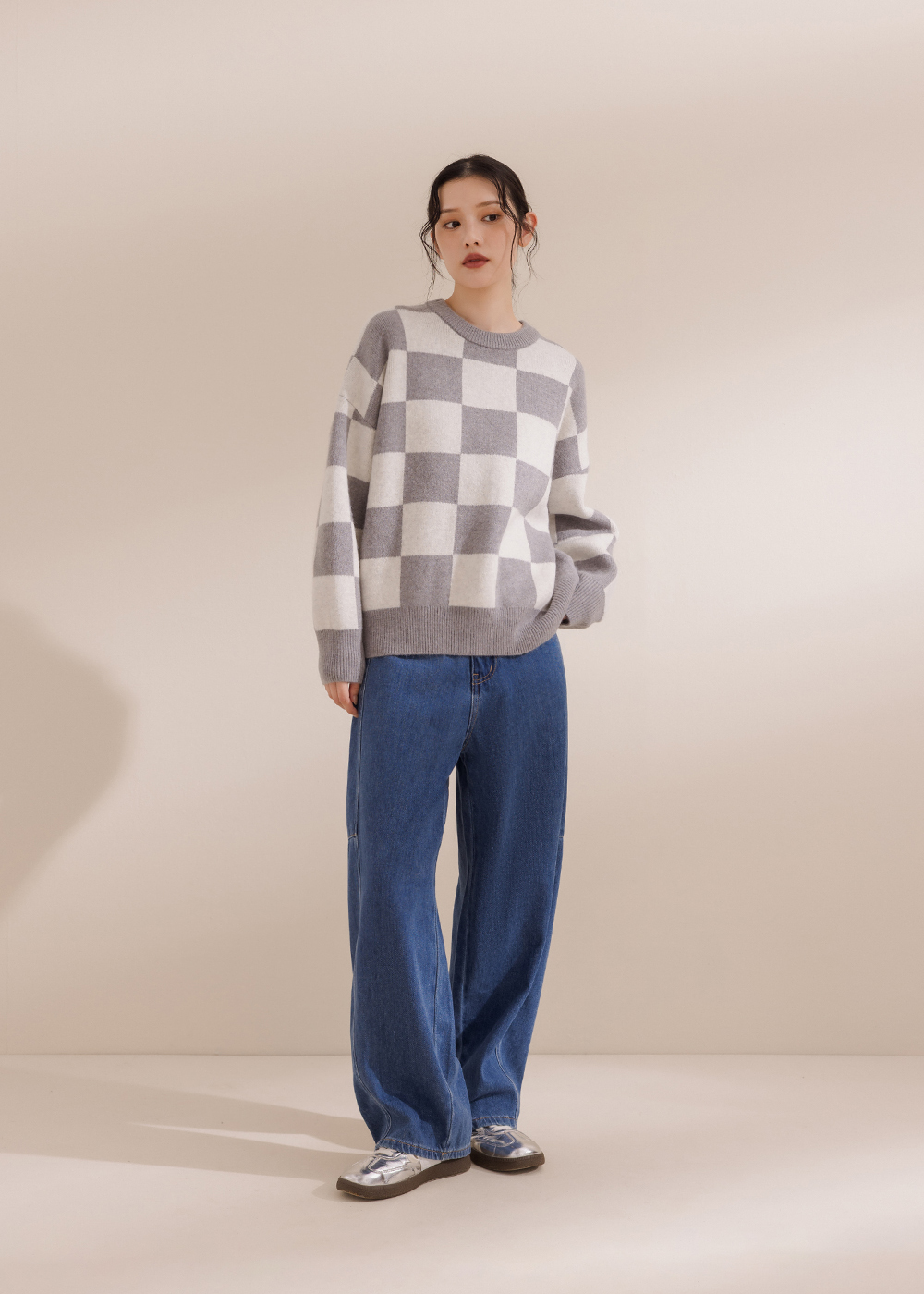 滿版方格針織上衣