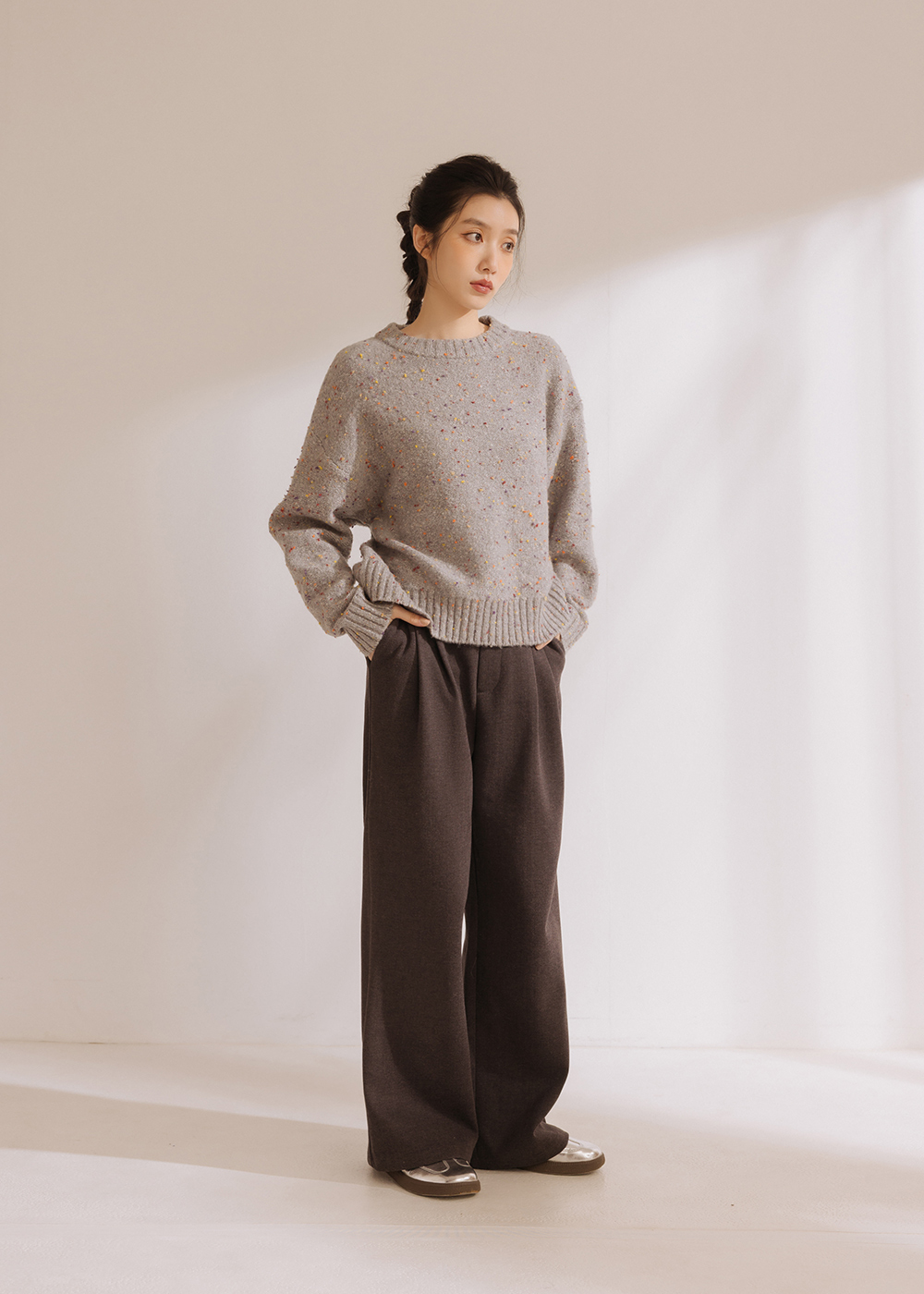 雪花彩點針織毛衣