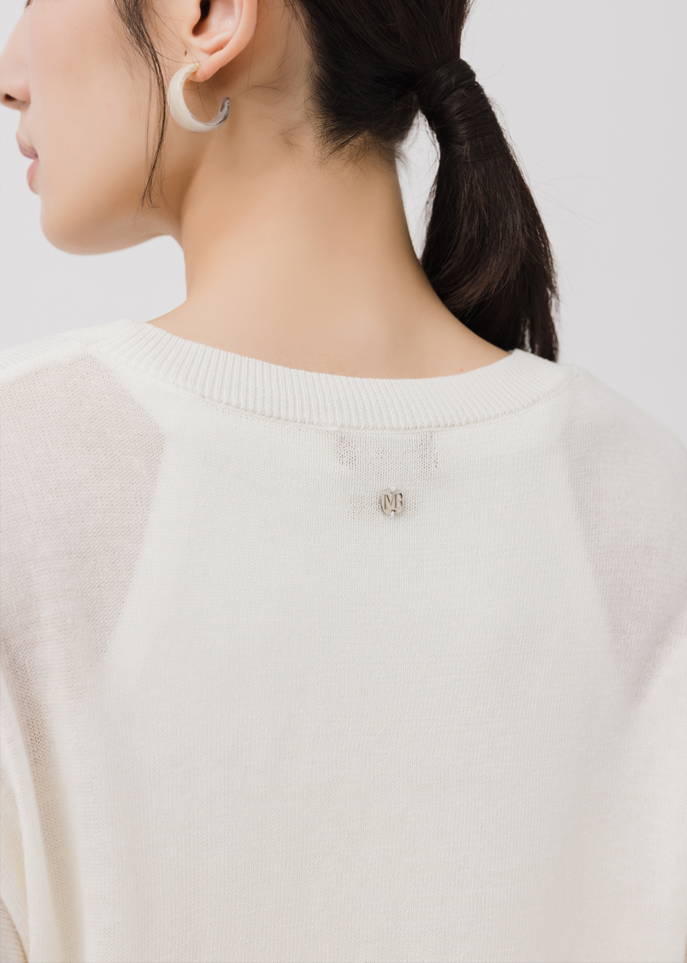 連袖圓領基礎針織上衣