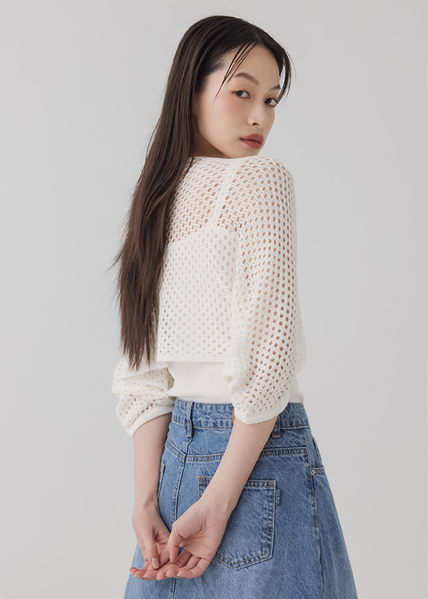 正反兩穿針織兩件式上衣