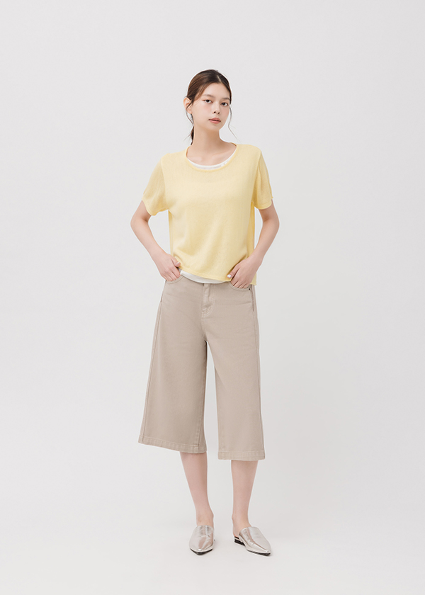 撞色不對稱針織上衣