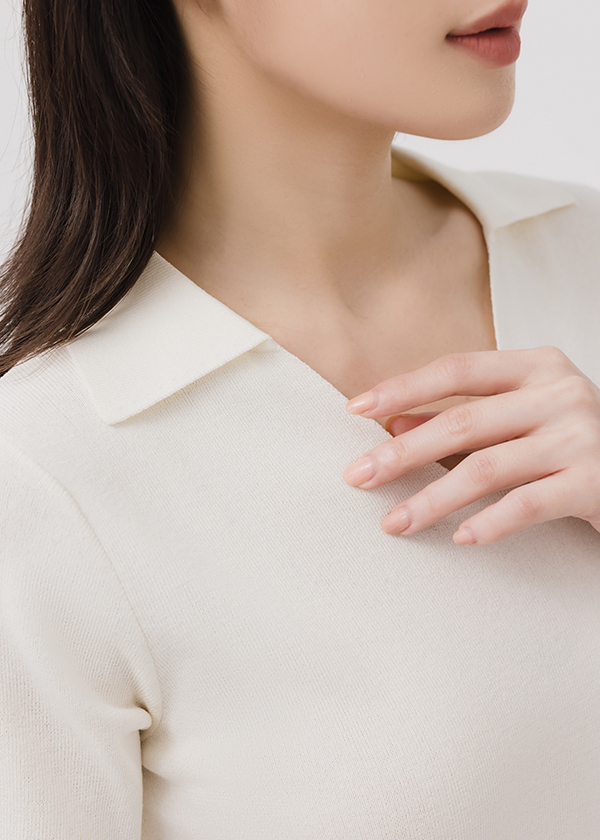 領片V領側綁帶針織上衣