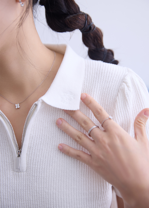 小花刺繡公主袖針織上衣