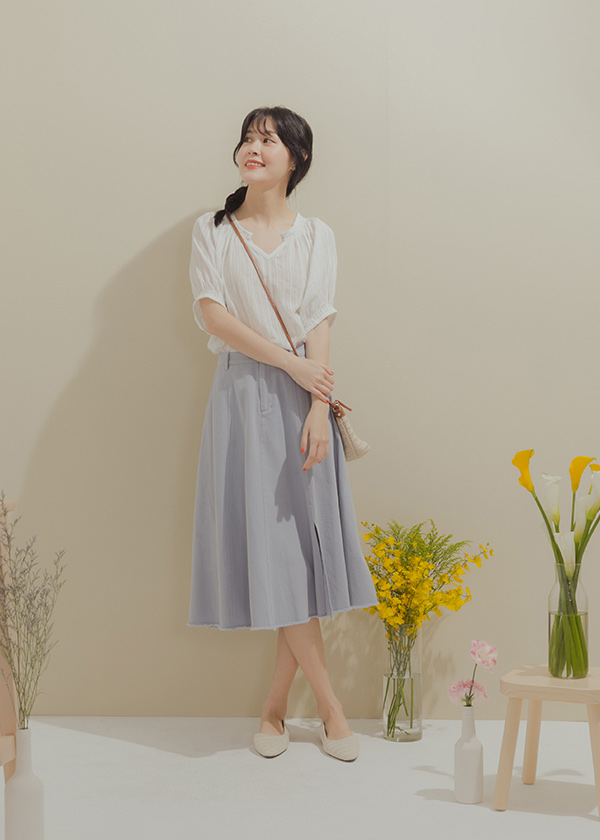 浪漫花園小V領棉質上衣