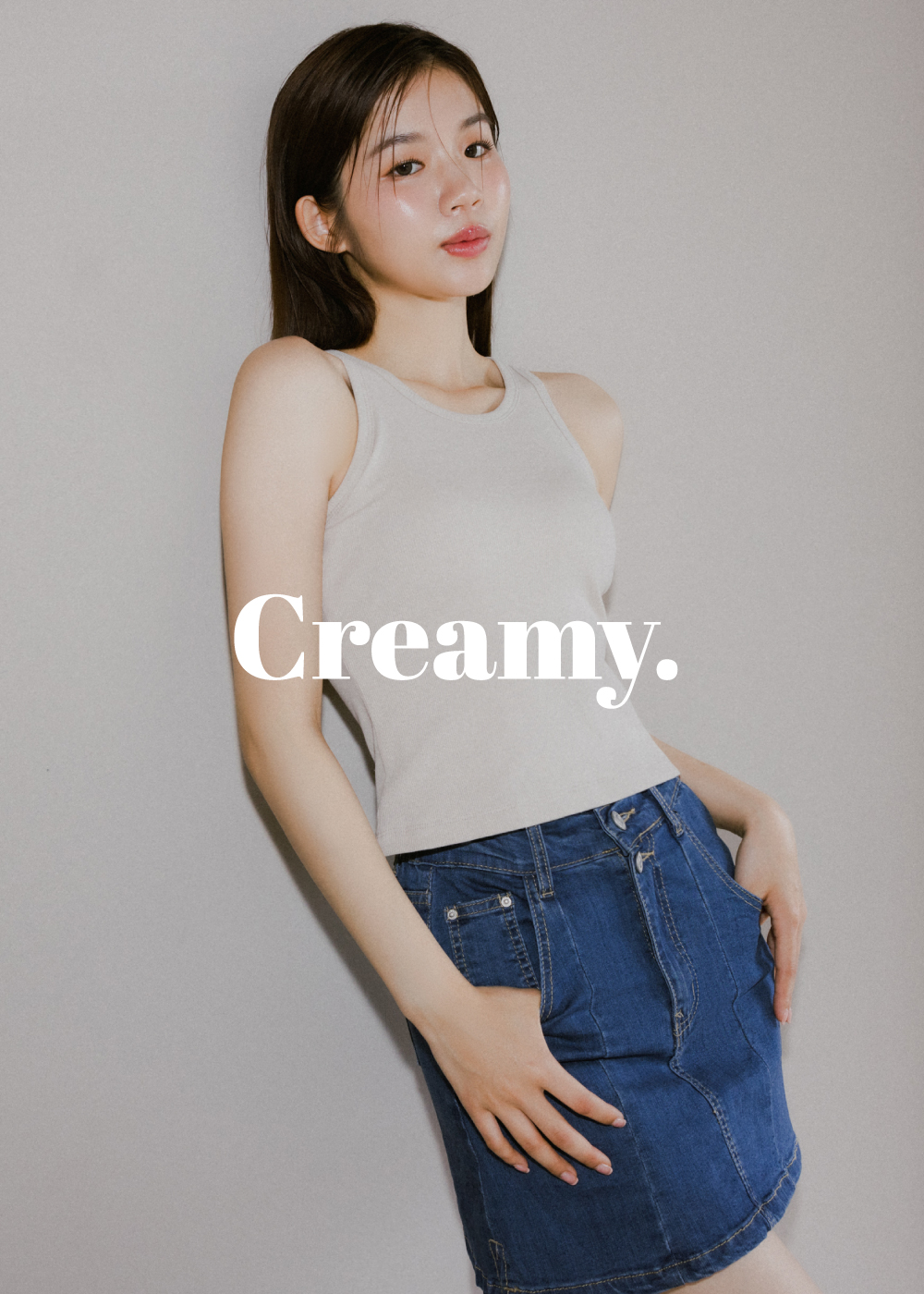 creamy. 完美包覆削肩修身bra top